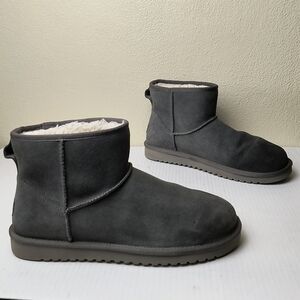 Koolaburra by UGG Women's Koola Mini ll Stone Grey Suede Ankle Boots Faux Fur